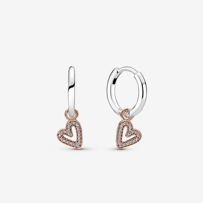 Rose Gold Heart Hoop Earrings