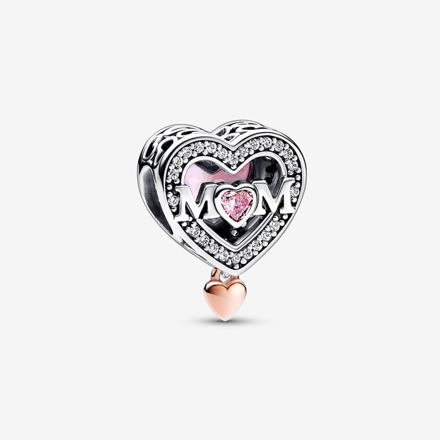 Mom Pink Heart Charm