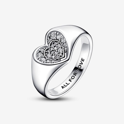 White Heart Pavé Ring