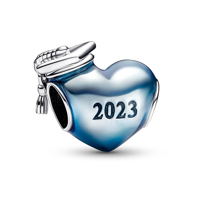 Blue Graduation Heart Charm