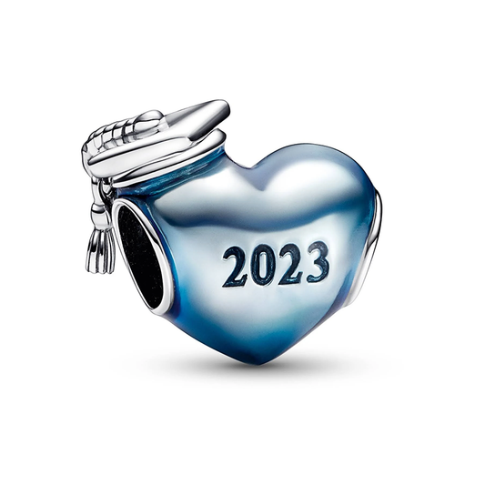 Blue Graduation Heart Charm