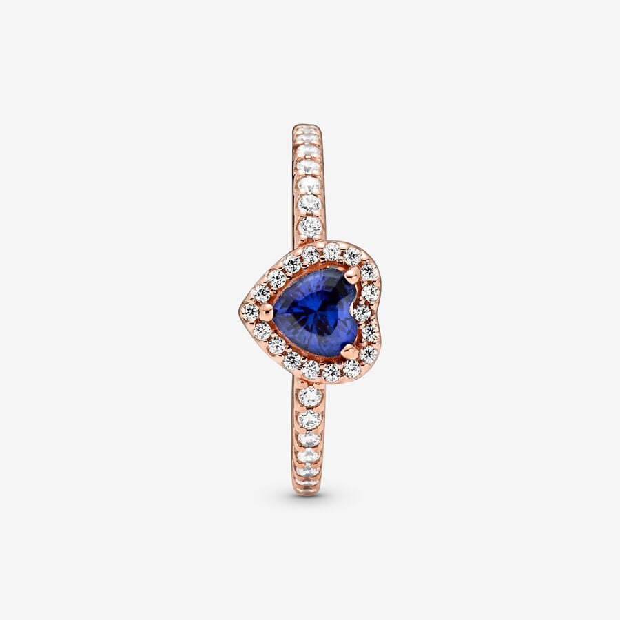 Rose Gold Blue Heart Ring