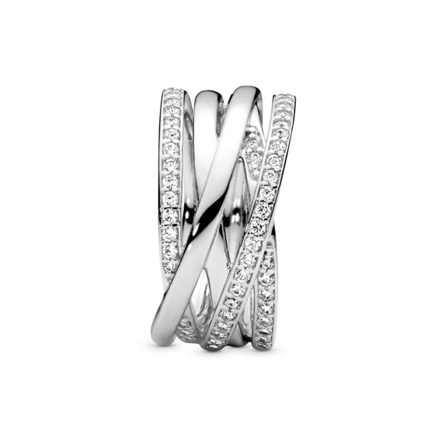 Silver Sparkling Lines Ring