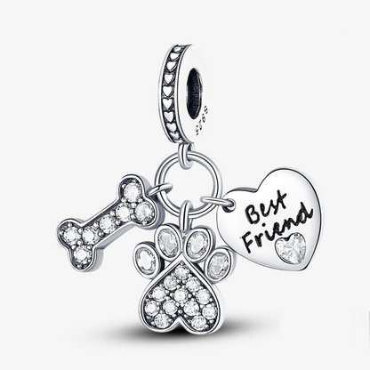 Dog Best Friend Paw and Bone Dangle Charm