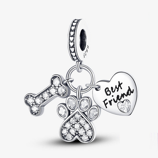 Dog Best Friend Paw and Bone Dangle Charm