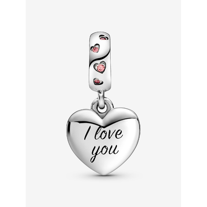 Mom Pink Heart Dangle Charm