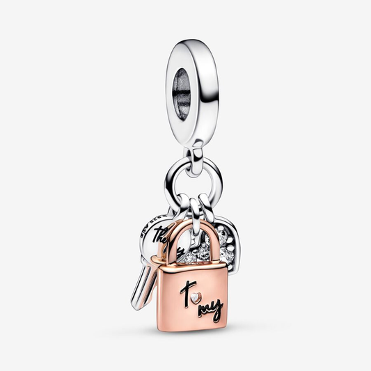 Key, Padlock & Heart Triple Charm