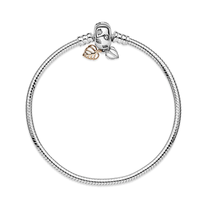 Moments Leaves Rose Gold Clasp Snake Chain Bracelet