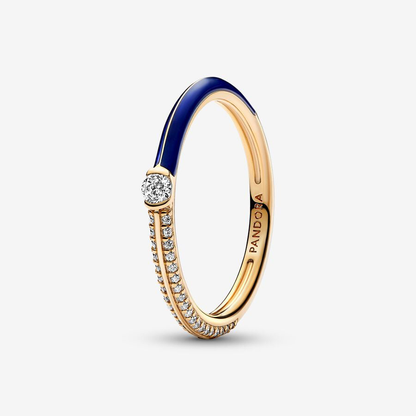 Gold & Blue Pavé Ring