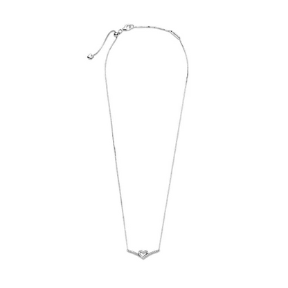 Sparkling Heart Wishbone Necklace