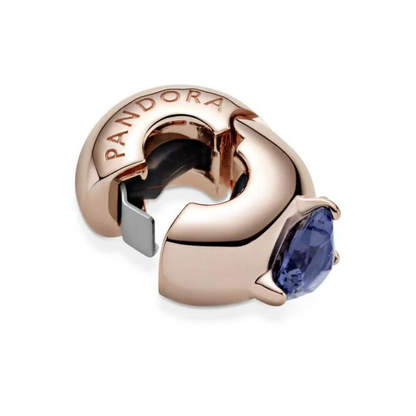 Blue Heart Rose Gold Clip Charm