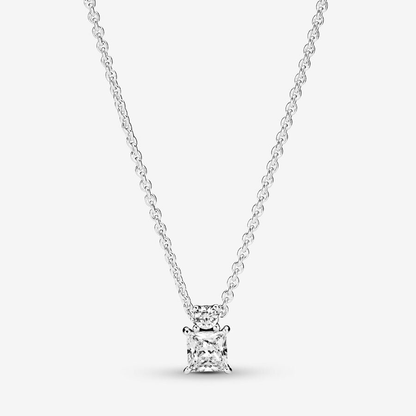 Round & Square Sparkling Pendant Necklace