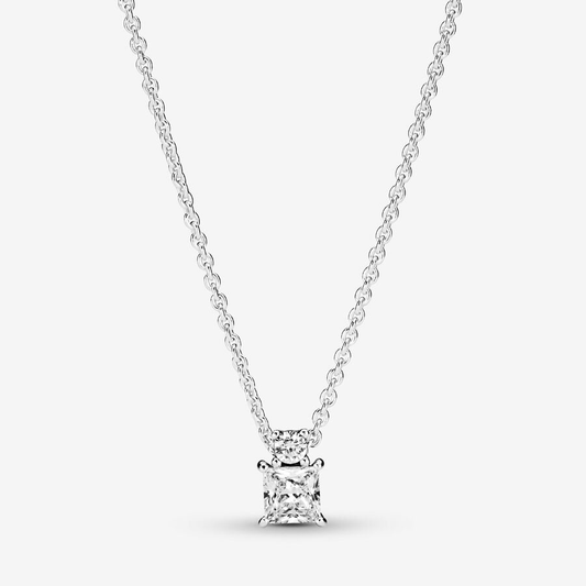 Round & Square Sparkling Pendant Necklace