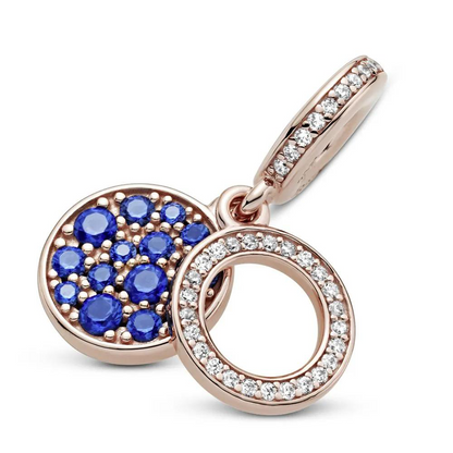 Blue Disc Rose Gold Charm