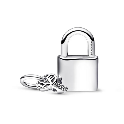 Padlock & Key Red Crystal Charm