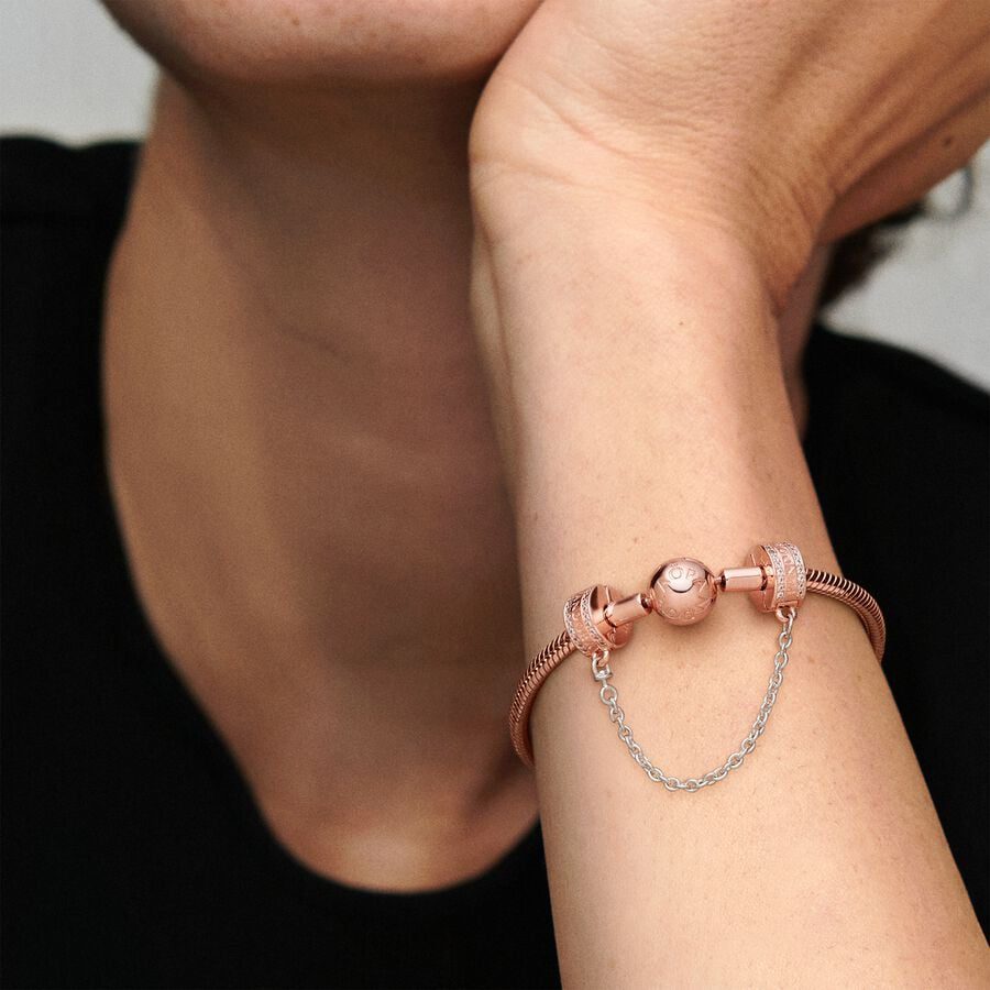 Rose gold logo safety chain