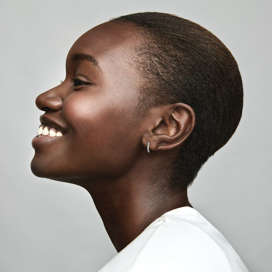 White Sparkling Hoop Earrings