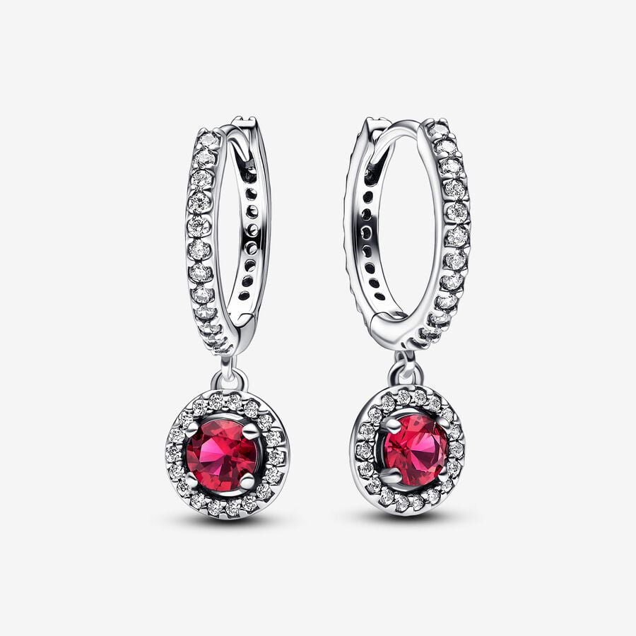 Red Sparkling Round Earrings