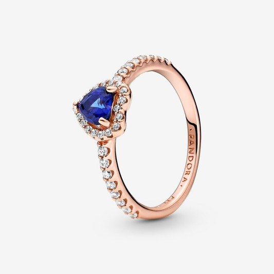 Rose Gold Blue Heart Ring