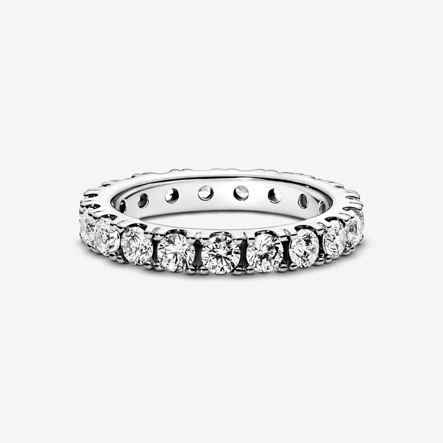 White Sparkling Row Ring