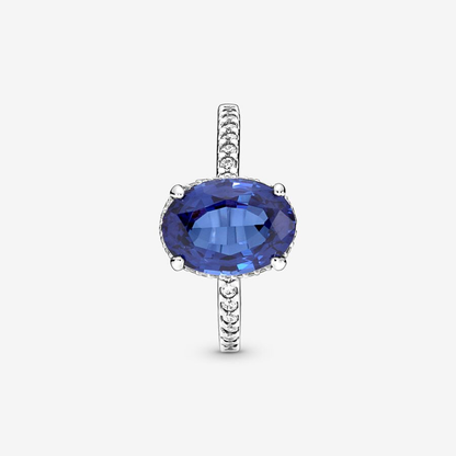 Blue Oval Sparkling Ring