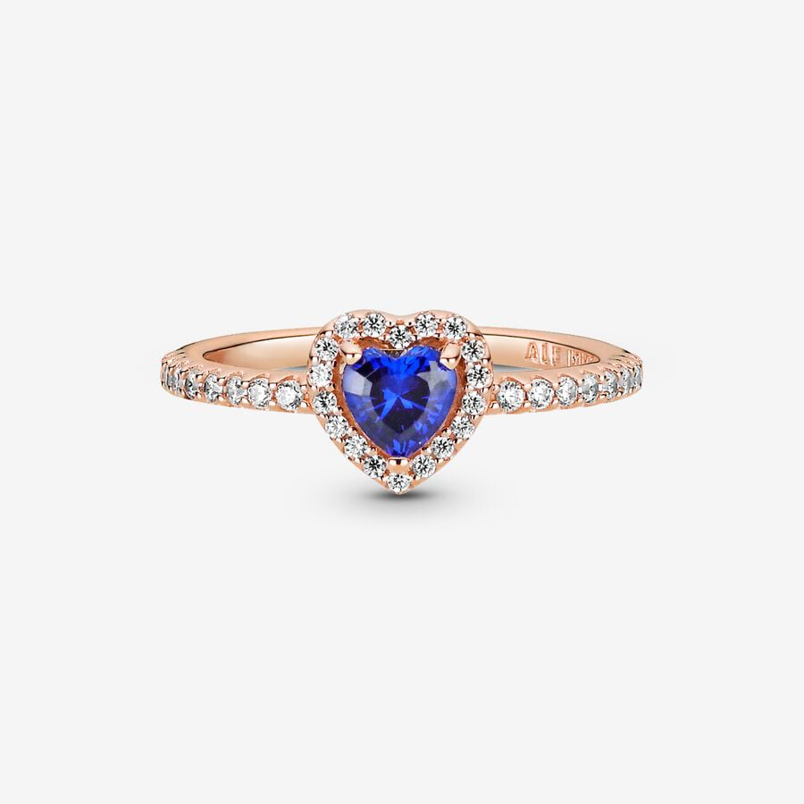 Rose Gold Blue Heart Ring