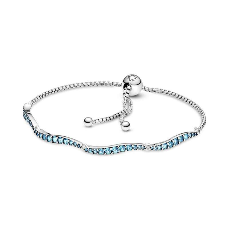 Blue Wavy Free Size Tennis Bracelet