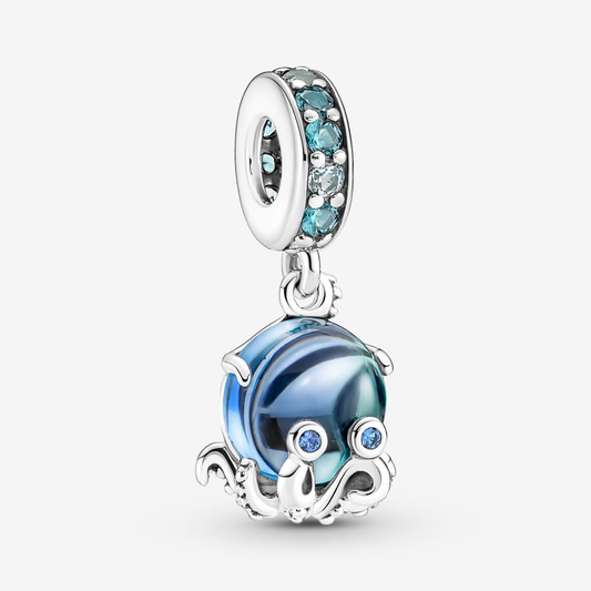 Blue Murano Glass Octopus Charm