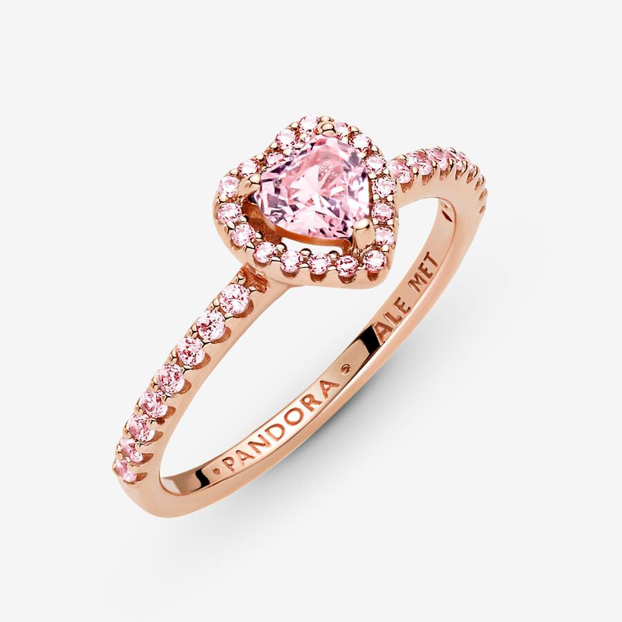 Rose Gold Sparkling Pink Heart Ring