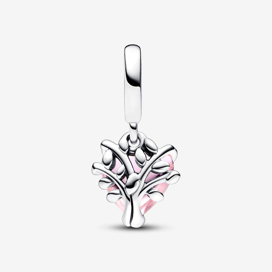 Pink Family Tree & Heart Charm