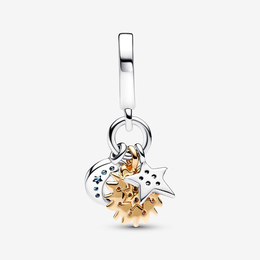 Sun, Moon and Star Triple Dangle Charm