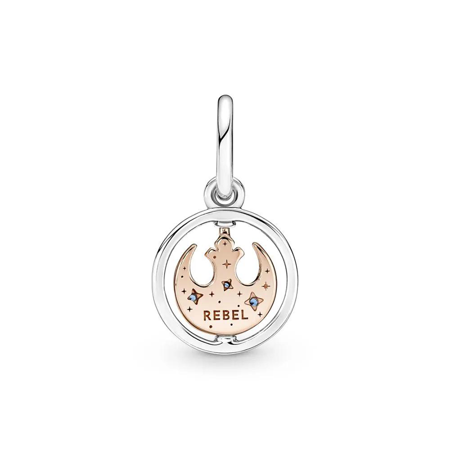 Rose Gold Spinning Blue Sparkling Charm