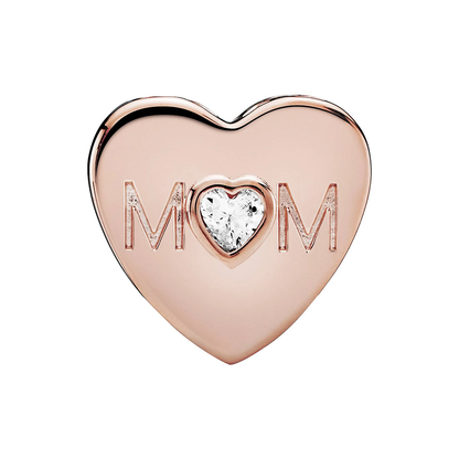 Rose Gold Mom Heart Charm