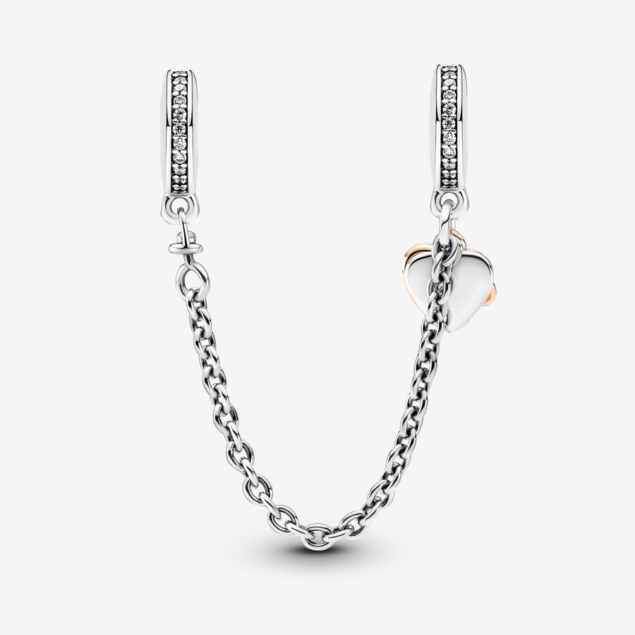 Rose Gold Family Heart Safety Chain