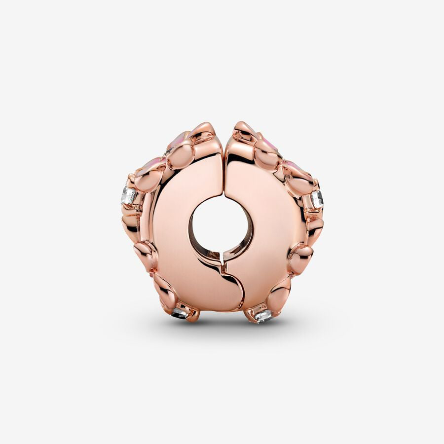 Pink Flower Rose Gold Clip