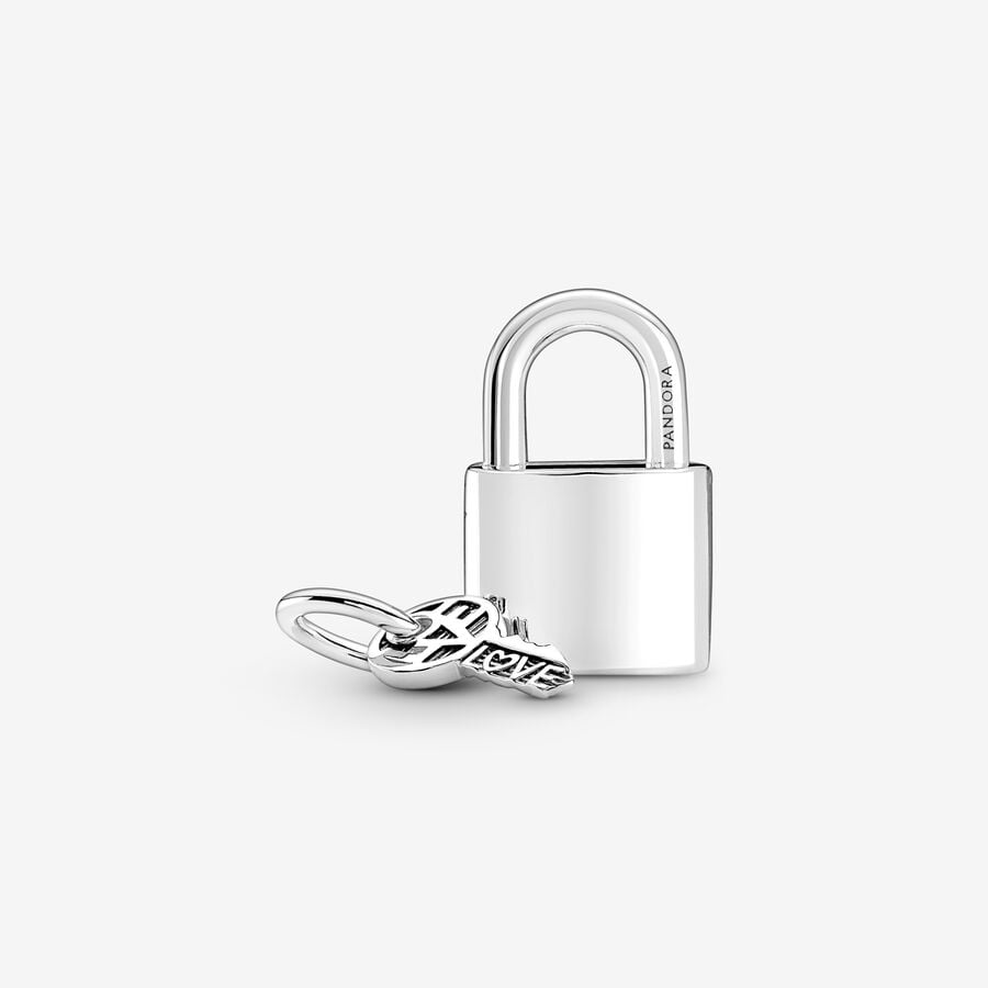 Silver Padlock & Key Charm