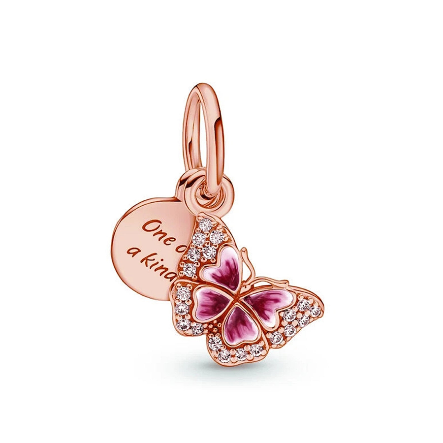 "One Of A Kind" Rose Gold Butterfly Charm