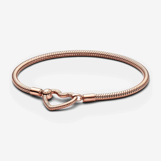 Moments Rose Gold Heart Closure Snake Chain Bracelet