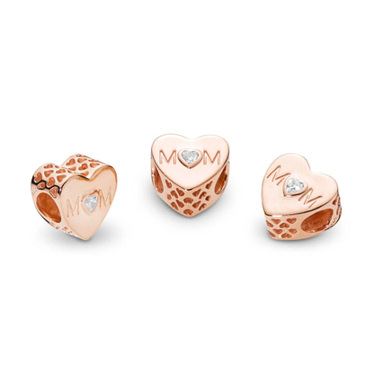 Rose Gold Mom Heart Charm