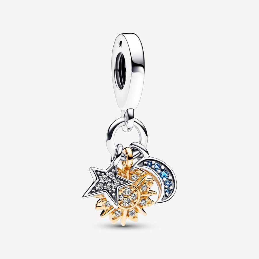 Sun, Moon and Star Triple Dangle Charm