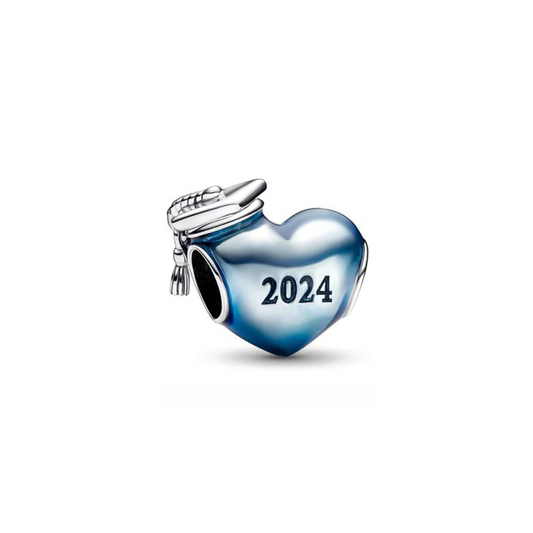 Blue 2024 Graduation Heart Charm