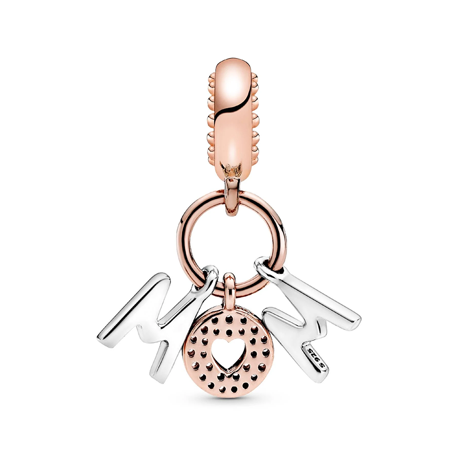 Rose Gold Mom Heart Letters Charm