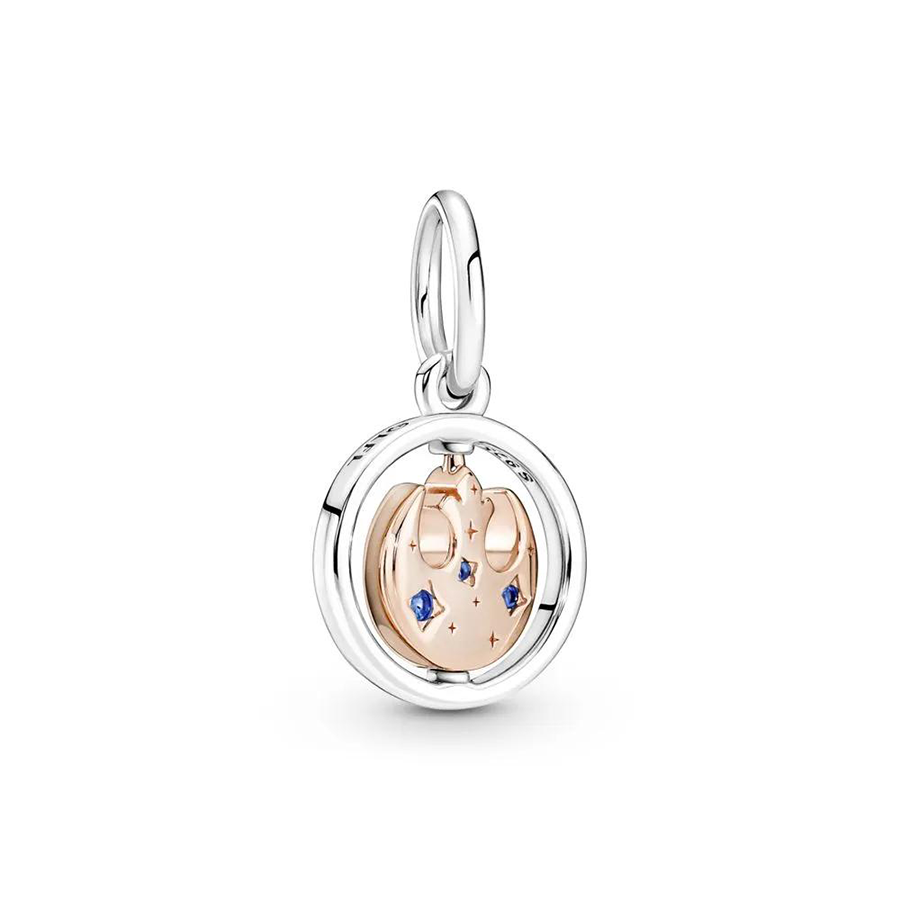 Rose Gold Spinning Blue Sparkling Charm