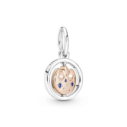 Rose Gold Spinning Blue Sparkling Charm