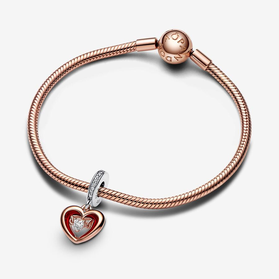 Rose Gold Red Heart Charm