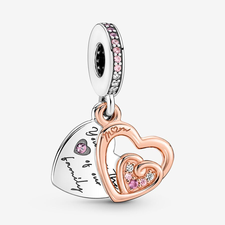 Mom "You are the heart of our family" Hearts Rose Gold Charm