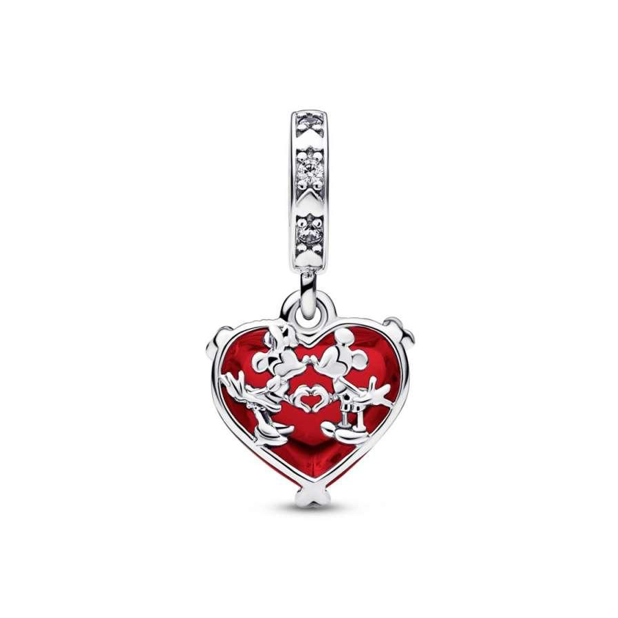 Mickey and Minnie Kiss Red Heart Charm