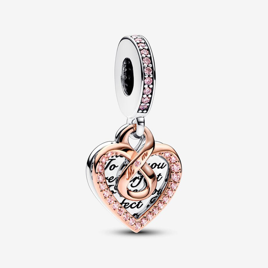 Infinity Mum Heart Rose Gold Charm