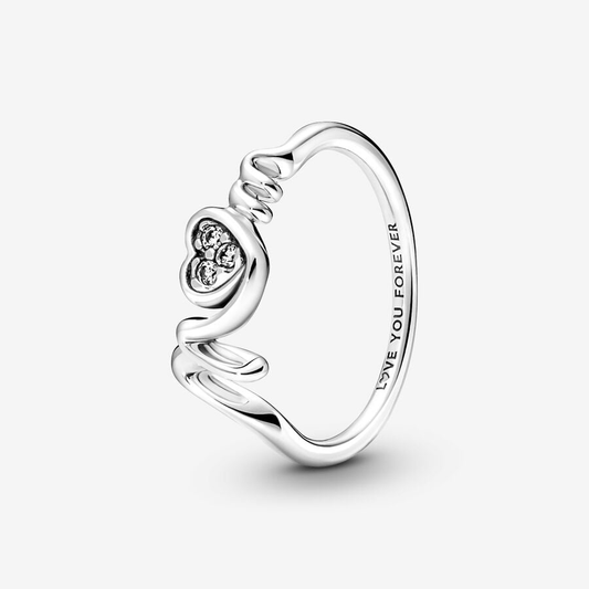 Mom White Heart Ring