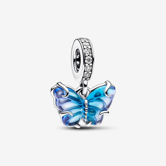 Blue Glass Butterfly Charm